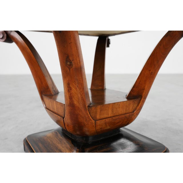 1920s Art Deco Walnut Stool with Fabric, Italy, 1920s For Sale - Image 5 of 11