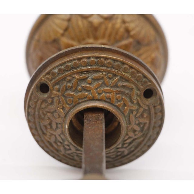 Traditional Antique Lockwood Bronze Broken Leaf Door Knob Set For Sale - Image 3 of 8