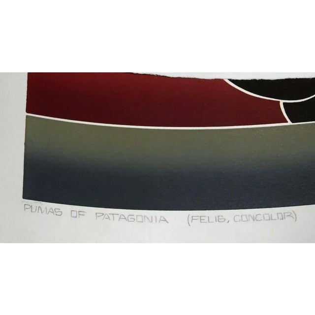 Impressionist John Martineau "Pumas of Patagonia" Art Deco Style Hand Signed Print For Sale - Image 3 of 4