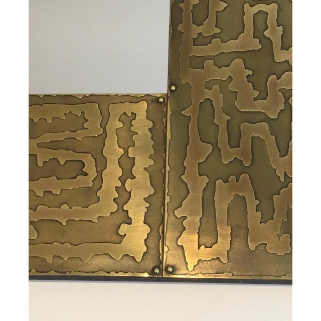 Mid-Century Modern Design Brass Mirror, French, Circa 1970 For Sale - Image 3 of 13