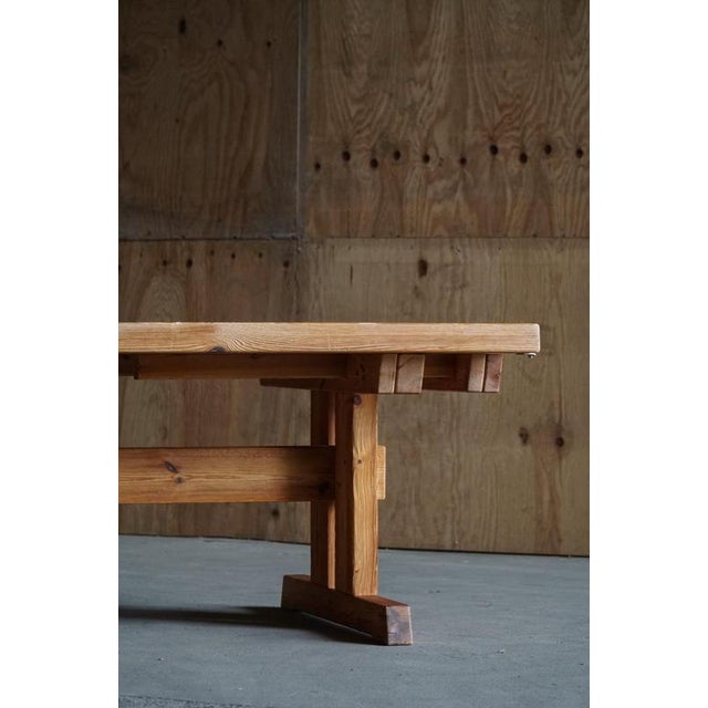 Modern Brutalist Danish Dining Table in Pine by Hans Jørgen Frydendal, 1970s For Sale - Image 11 of 18