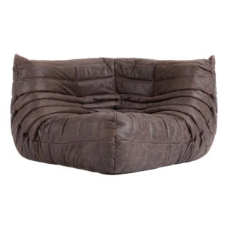Vintage Togo Corner by Ligne Roset, Reupholstered in Mocha For Sale