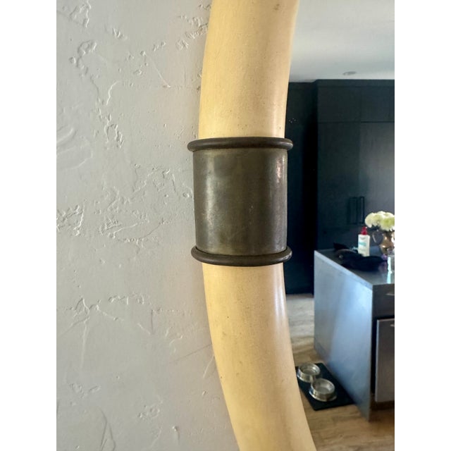 Chapman Manufacturing Company 1970's Faux "Elephant Tusk" and Brass Mirror by Chapman For Sale - Image 4 of 6