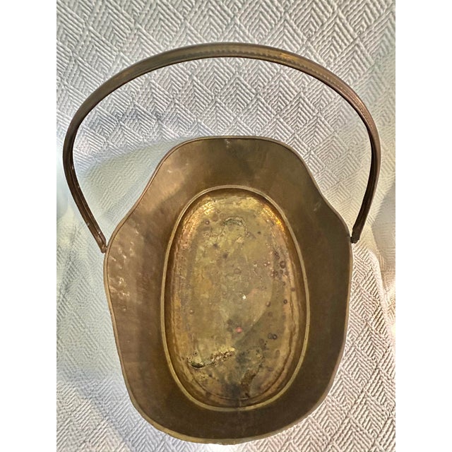Metal Vintage Hammered Brass Coal Scuttle or Ash Bucket With Paw Feet Made in Spain For Sale - Image 7 of 9