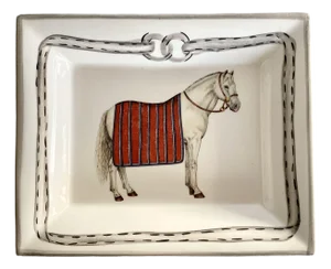 Devon Collection Equestrian Catchall Tray, Red Stripe, Made in Italy
