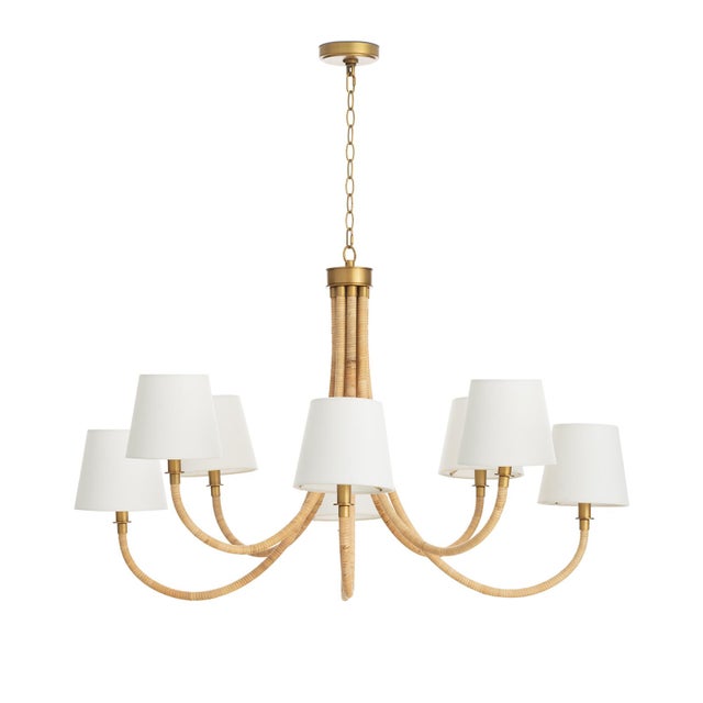 Treble Bamboo Wrapped Chandelier For Sale In Detroit - Image 6 of 6