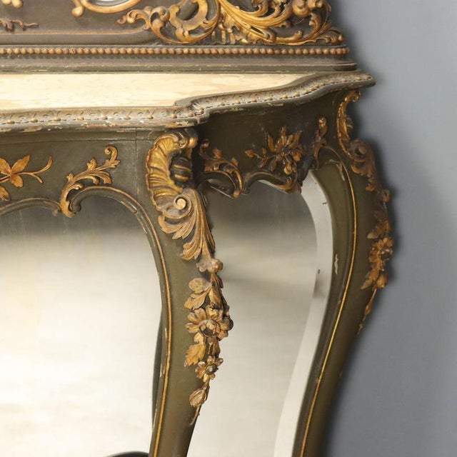 Glass Late 19th Century Barocchetto Style Console with Mirror For Sale - Image 7 of 13
