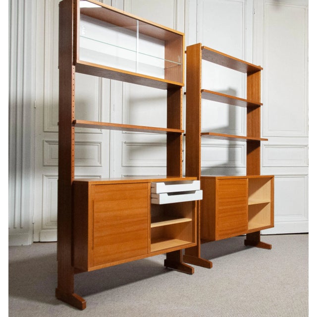 Teak Parade Bookcases attributed to Kajsa & Nils Nisse Strinning, 1960s, Set of 2 For Sale - Image 11 of 14