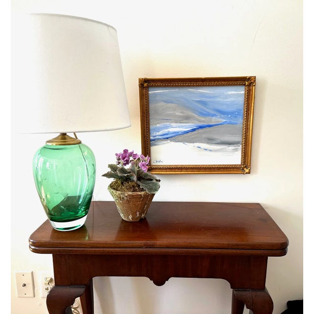 2020s Abstract Blue and White Painting in a Vintage Frame by Christine Frisbee For Sale - Image 5 of 8