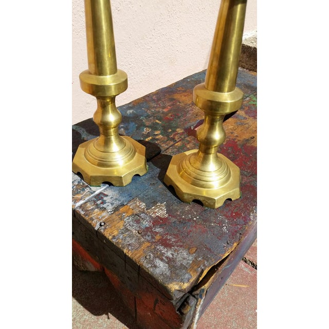 Vintage Brass Candle Holders - A Pair For Sale - Image 4 of 5