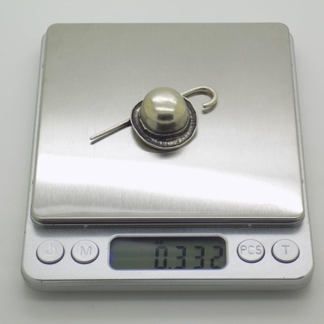 Vintage Italian Handmade Genuine Silver Bowler Hat Stick Dollhouse Miniature For Sale - Image 9 of 10