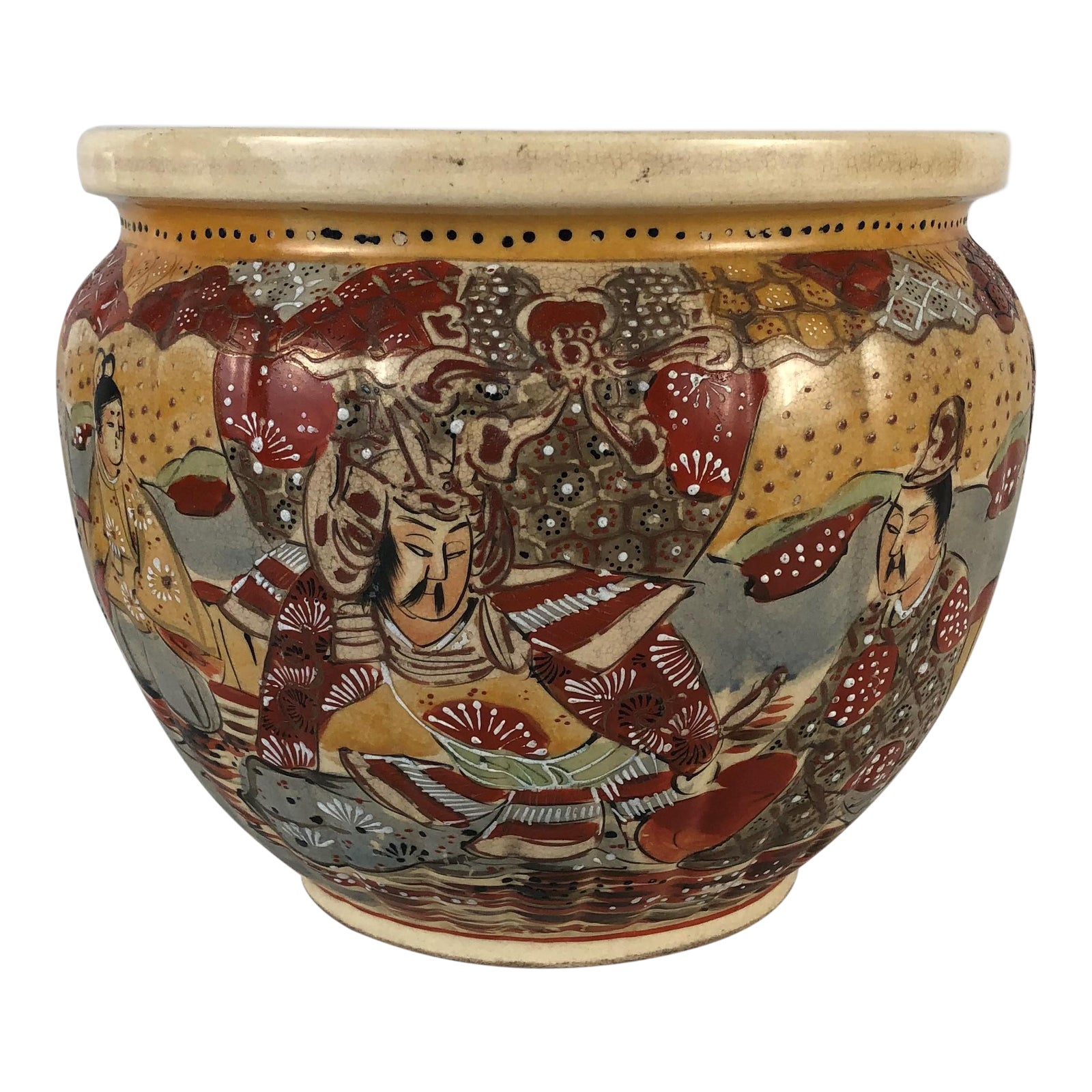 Late 19th Century Antique Japanese Meiji Era Satsuma Moriage Planter