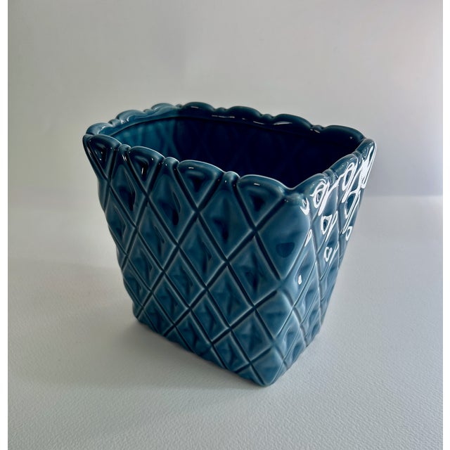 Mid Century Modern Cornflower Blue Ceramic Planter For Sale In New York - Image 6 of 17