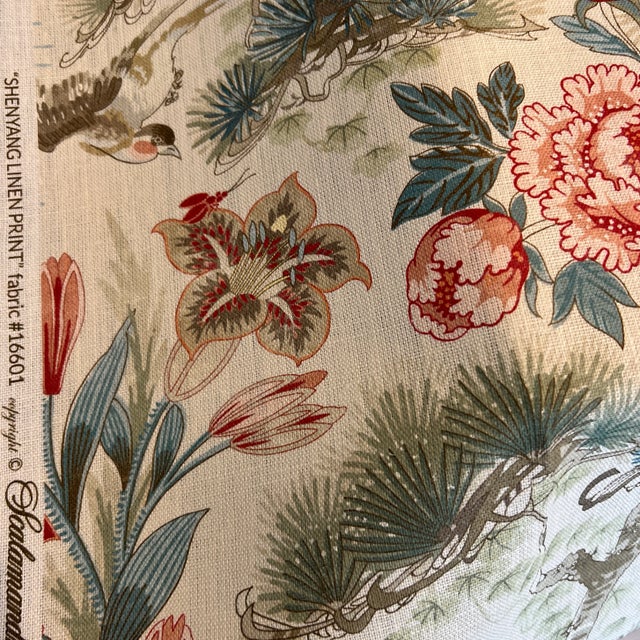 2020s Scalamandre Shenyang Hand Printed Linen Fabric- 6 Yards For Sale - Image 5 of 6