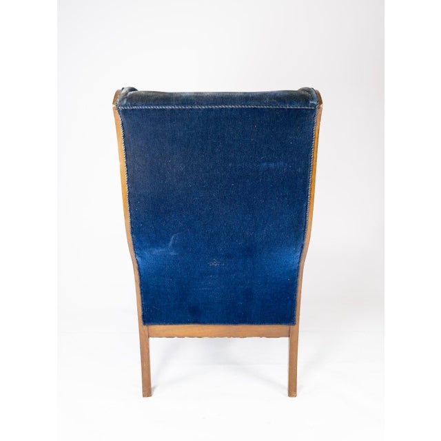 Armchair in Blue Velvet and Mahogany by Fritz Henningsen For Sale - Image 6 of 8