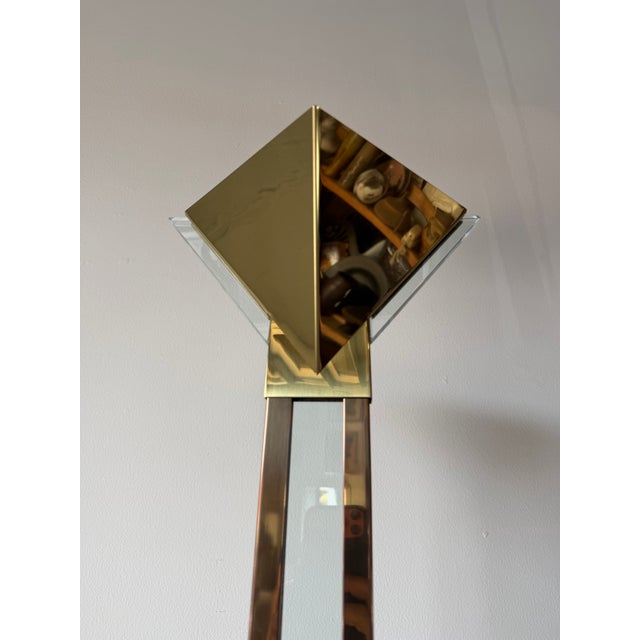 1980s Postmodern George Kovacs Brass & Glass Geometric Floor Lamp For Sale - Image 11 of 14