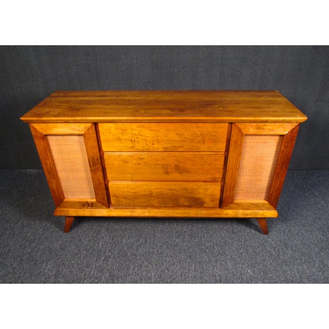 Brown Mid 20th Century Mid-Century Modern Cane Door Server For Sale - Image 8 of 8