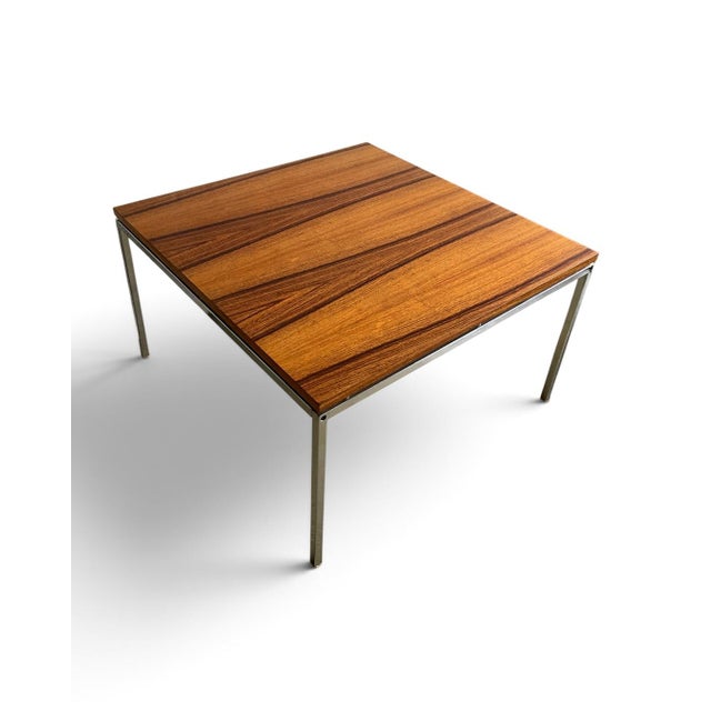 1960s Mid-Century Modern Coffee Table with Floating Top in Walnut and Chrome-Plated Square Steel Frame, 1960s For Sale - Image 5 of 16