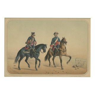 José Rubio Y Villegas, Mounted Dragoons, 1861, Lithograph For Sale