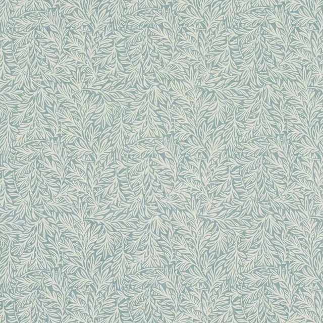 Schumacher Willow Leaf Fabric In Aqua For Sale
