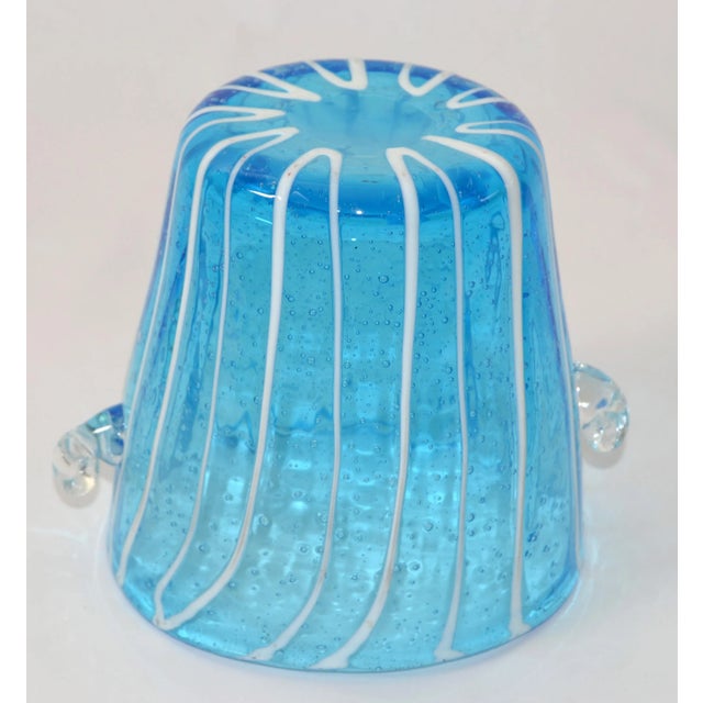 Vintage Venini Murano Light Blue White & Clear Wine Cooler Ice Bucket Italy 1970 For Sale - Image 10 of 13