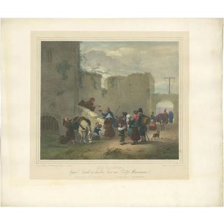 After Wouwerman, Travellers Halting at a Convent, 1840, Print For Sale