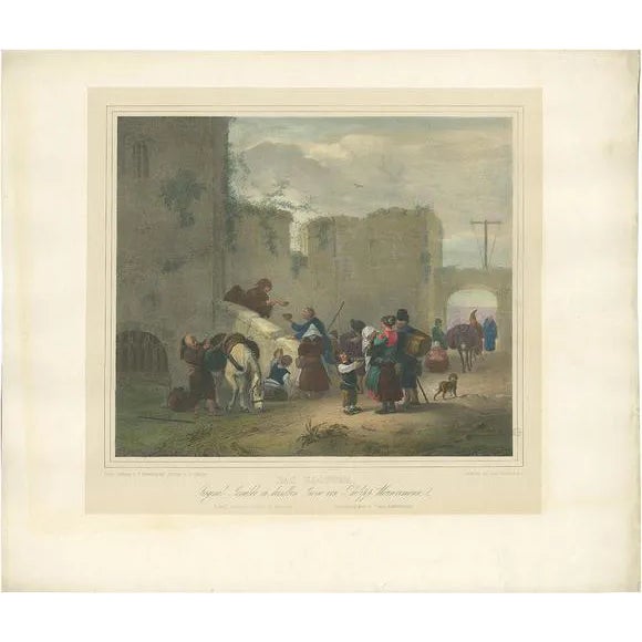 After Wouwerman, Travellers Halting at a Convent, 1840, Print For Sale