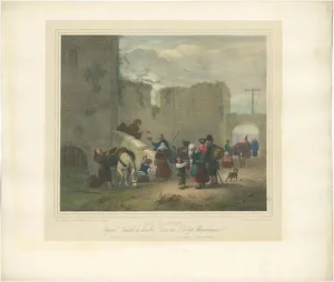 After Wouwerman, Travellers Halting at a Convent, 1840, Print