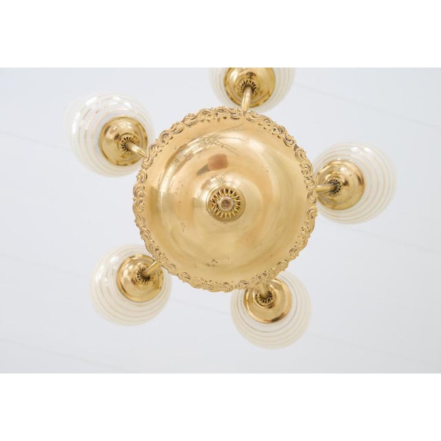 Mid-Century Chandelier Lamp in Brass and Glass from Sario, Finland, 1950s For Sale - Image 9 of 18