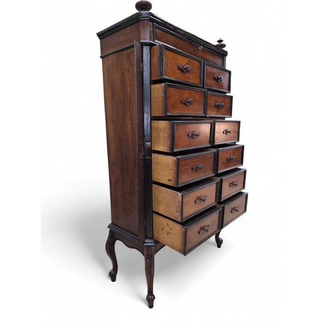 Industrial Antique Lock-Side 13 Drawer Filing Cabinet With Opening Side Panel For Sale - Image 3 of 10