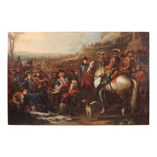 French Artist, Halt of the Mounted Grenadiers of the King's Guard, 1750, Oil on Canvas For Sale