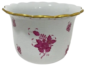 Porcelain Bouquet Apponyi Purple Cachepot from Herend, Hungary, 1960s