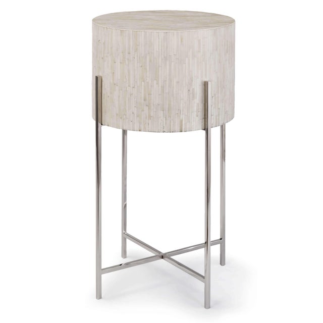 2020s Regina Andrew Bone Drum Table in Polished Nickel For Sale - Image 5 of 5