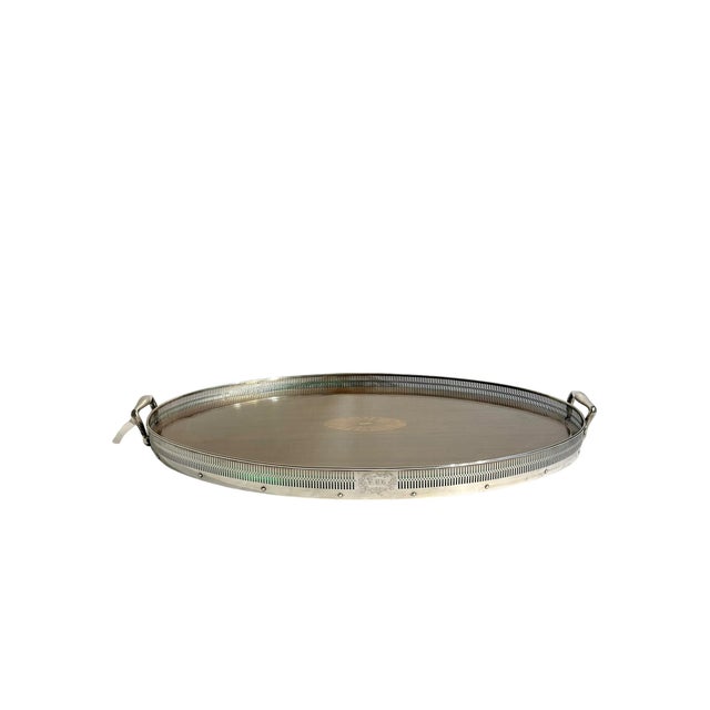 American Antique Whiting Company Sterling Silver and Mahogany Gallery Cocktail Tray With Beveled Glass Insert For Sale - Image 3 of 18