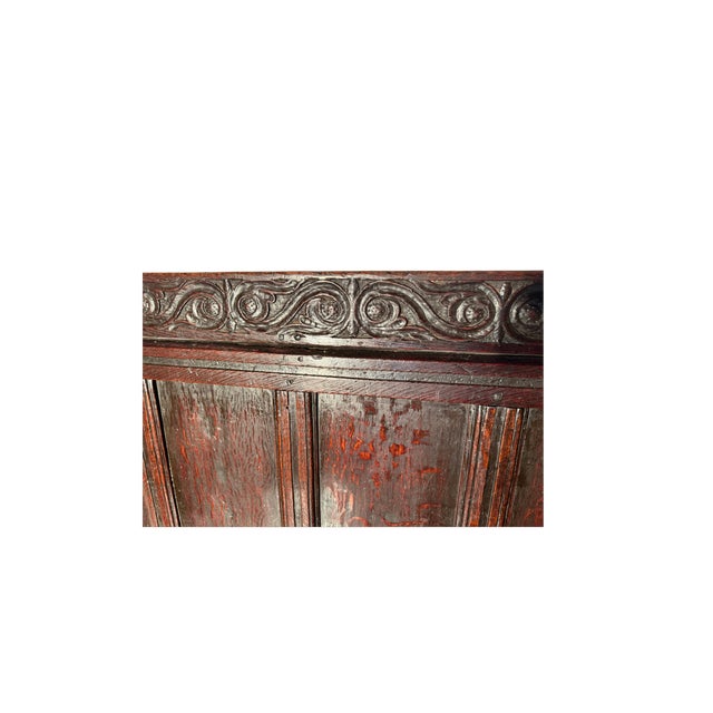 Wood Rare Antique English Oak Bench W/Storage For Sale - Image 7 of 9