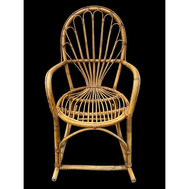 Rattan Rocking Chair, 1950s For Sale - Image 6 of 10
