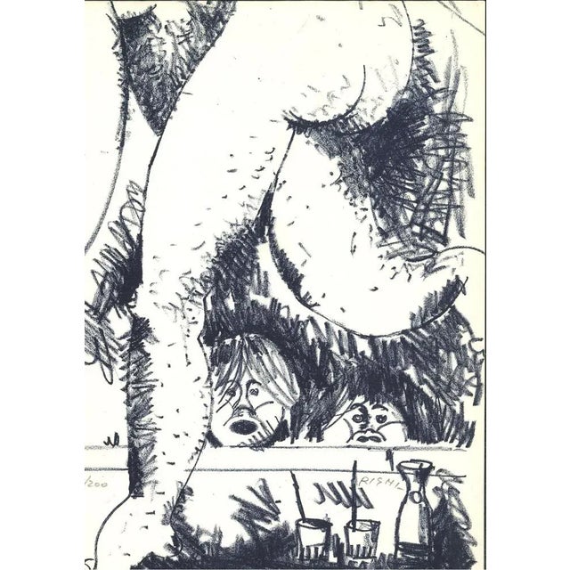 Ogling is original lithograph realized by Federico Righi in 1965 ca. Hand-signed on the lower right in pencil. Numbered on...