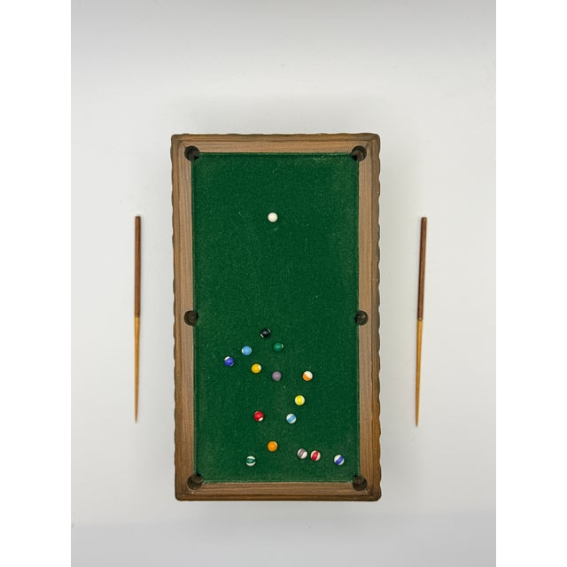 Arts & Crafts Signed Rae Backus 1:12 Miniature Billiards Pool Table With Accessories – Handcrafted Dollhouse Furniture For Sale - Image 3 of 5