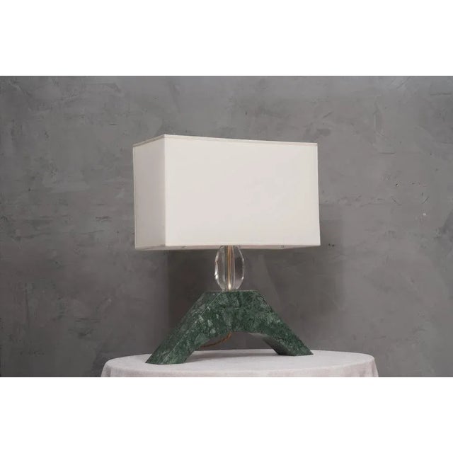 Metal Indian Green Marble and Murano Glass Table Lamp, 2000s For Sale - Image 7 of 10
