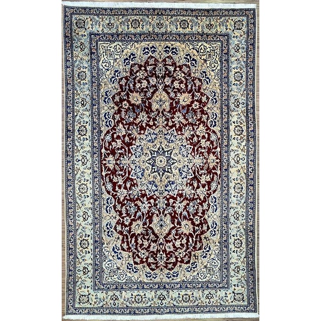 Middle Eastern Nain Rug in Hand-Knotted Silk and Cork Wool For Sale - Image 11 of 11