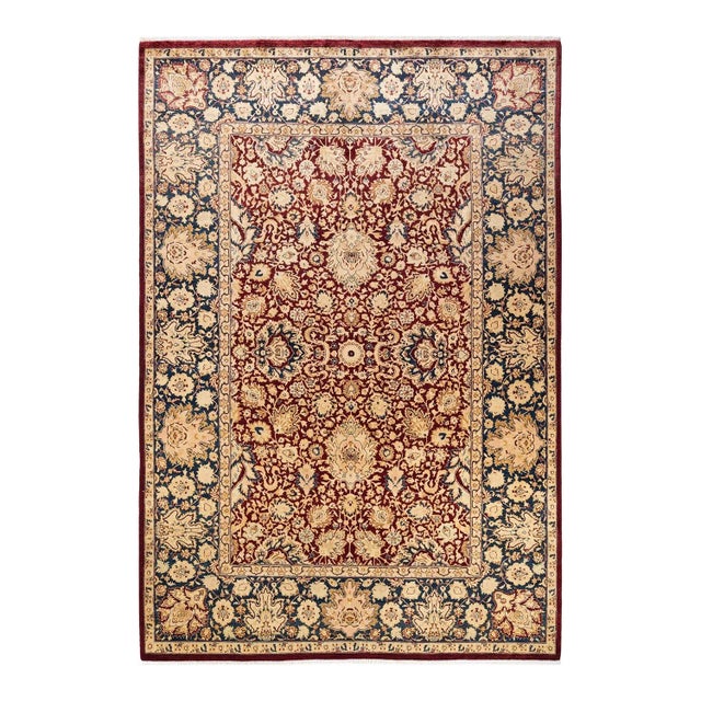 Red Mogul, One-of-a-Kind Hand-Knotted Area Rug in Red, 6' 1" x 8' 10" For Sale - Image 8 of 8