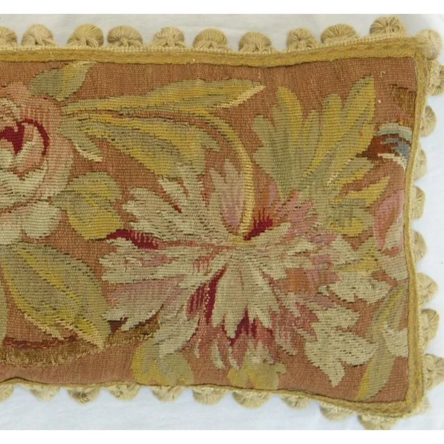 Tan Circa 1860 Antique French Aubusson Tapestry Pillow For Sale - Image 8 of 9