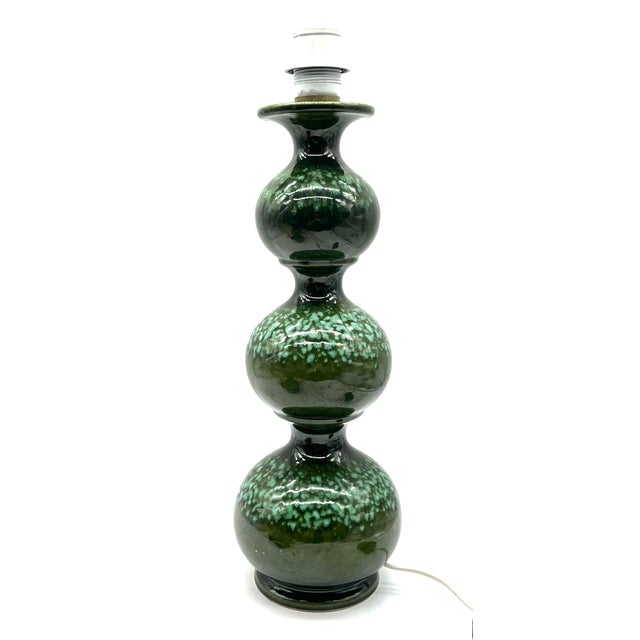 Large Space Age Table Lamp with Monumental 48cm Ceramic Base in Emerald Green from Kaiser Leuchten For Sale - Image 14 of 14