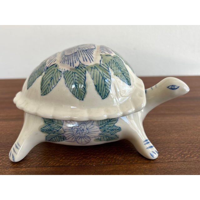 1980s Porcelain Lidded Turtle Box For Sale - Image 11 of 11