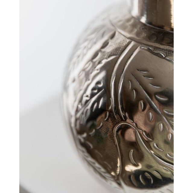 Vintage Nickel-Plated Brass Vase with Hand-Hammered Fruit and Leaf Relief, Italy, 1960s For Sale - Image 9 of 15