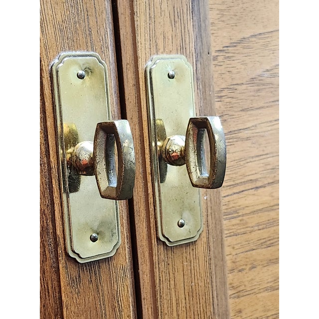 Thomasville Vintage Modular Queen Campaign-Style Headboard Unit W/ Lighted Storage & Mirror For Sale - Image 16 of 18