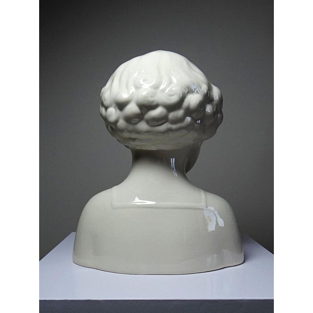 Large Art Deco Faience Bust from Sarreguemines, 20th Century For Sale - Image 11 of 17