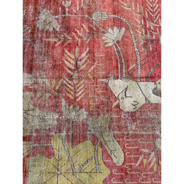 Traditional Antique 1900 Samarkand Wool Rug With Botanical Design For Sale - Image 3 of 7