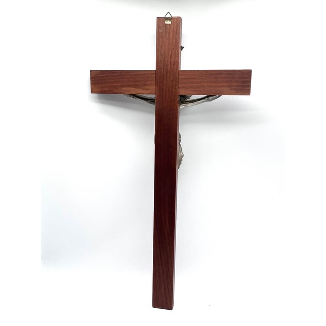 Wood Large Antique Wall Cross with Jesus Figure, 1890s For Sale - Image 7 of 15