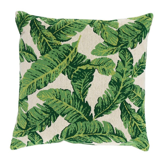 Schumacher Schumacher Tropical Leaf 22" Pillow in Green & Ivory For Sale - Image 4 of 4